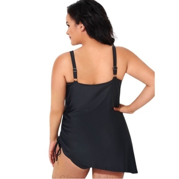 Meet Curve Black Classic Adjustable Stretch Straps One Piece Swimsuit. - Picture 3 of 16
